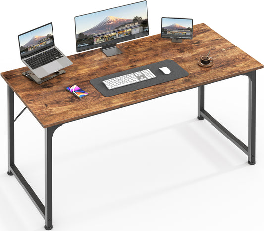 Huuger Computer Desk, 48 Inch Office Desk, Gaming Desk with Storage, Writing Desk Work Desk for Home Office, Study, Modern Simple Desk, Rustic Brown