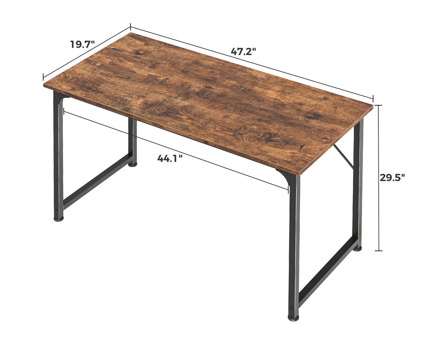 Huuger Computer Desk, 48 Inch Office Desk, Gaming Desk with Storage, Writing Desk Work Desk for Home Office, Study, Modern Simple Desk, Rustic Brown