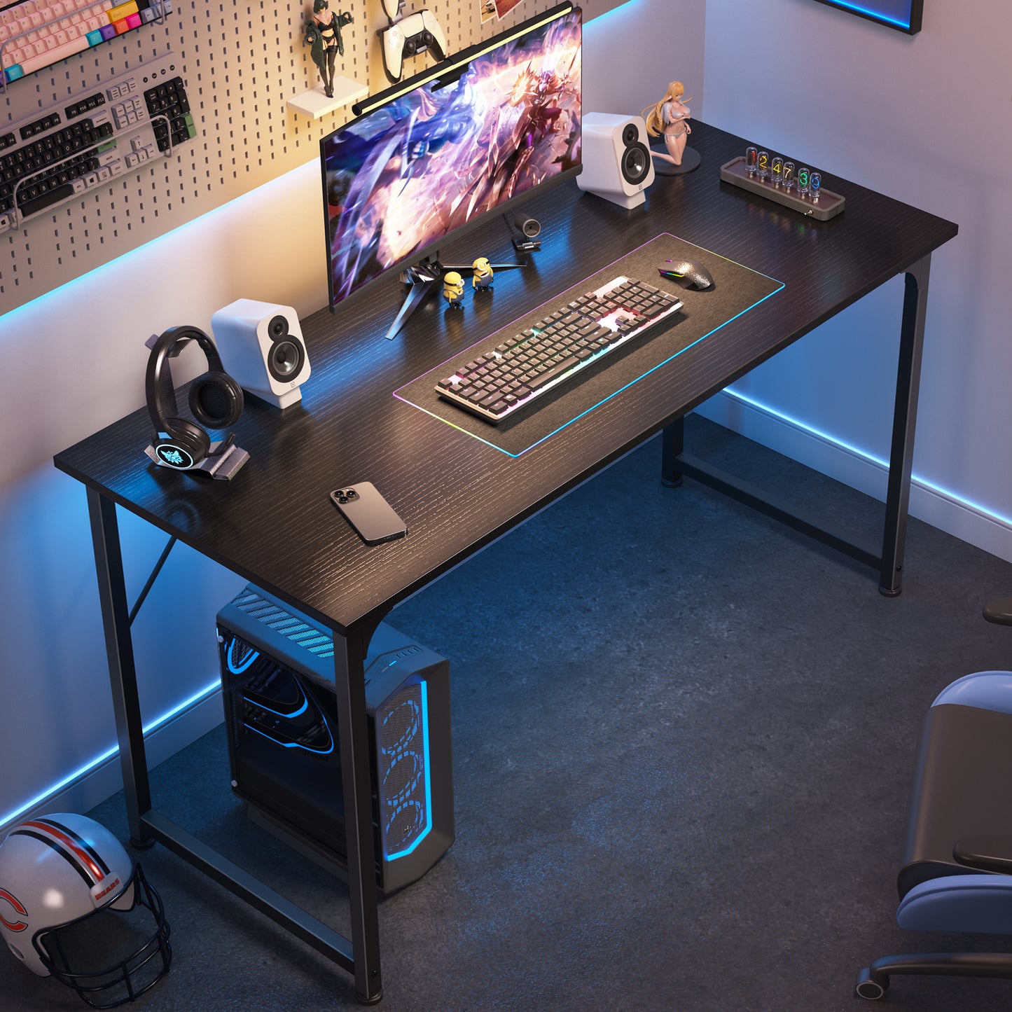 Huuger Computer Desk, 48 Inch Office Desk, Gaming Desk with Storage, Writing Desk Work Desk for Home Office, Study, Modern Simple Desk, Large Legroom