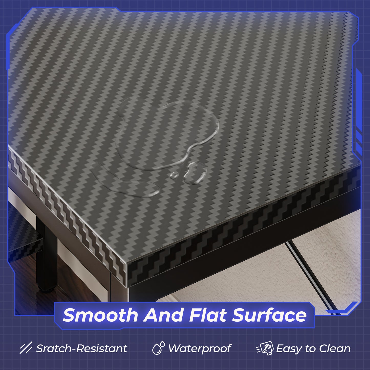 Huuger L Shaped Desk, 47 Inch Gaming & Home Office Desk with Reversible Storage Shelves, Metal Frame, Carbon Fiber Black,7966T