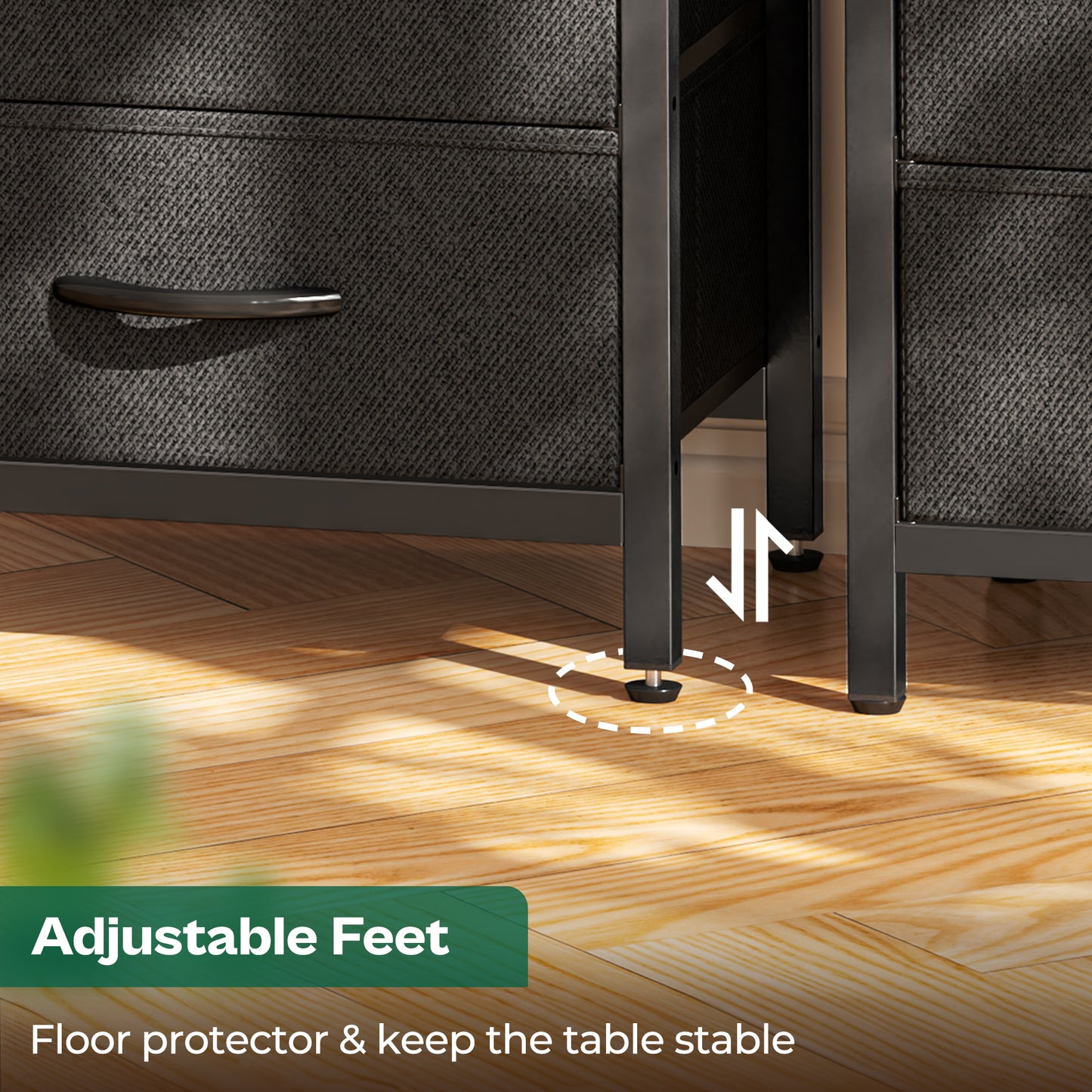 Huuger Nightstands Set of 2, End Tables with Charging Station, Side Tables with Fabric Drawers, Bedside Tables with USB Ports and Outlets, Night Stands for Bedroom, Black