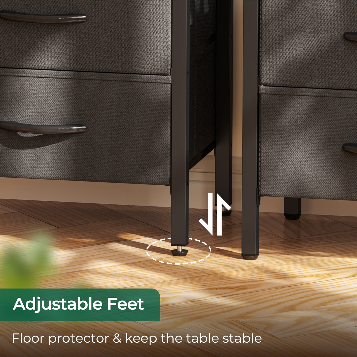 Huuger Nightstands Set of 2, End Tables, Side Tables with Fabric Drawers, Bedside Tables with USB Ports and Outlets, Charcoal Gray