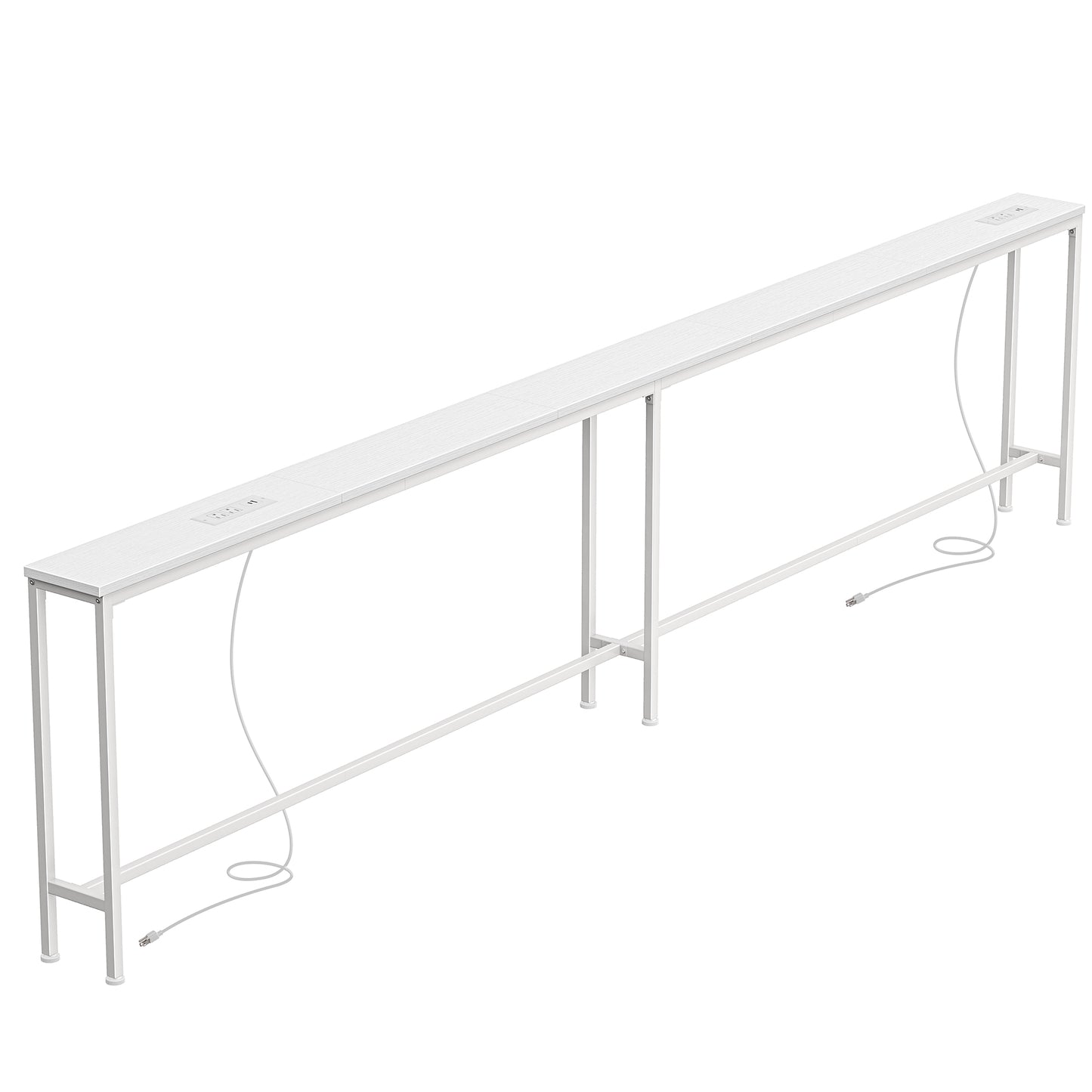 Huuger 102.4/110.2/118.1/130 Inch Behind Couch Table with 2 Power Outlets and USB-C Ports, Extra Long Narrow Sofa Table for Sectional Sofa, Skinny Console Table with Anti-Bump Pads, for Living Room, Rustic Brown