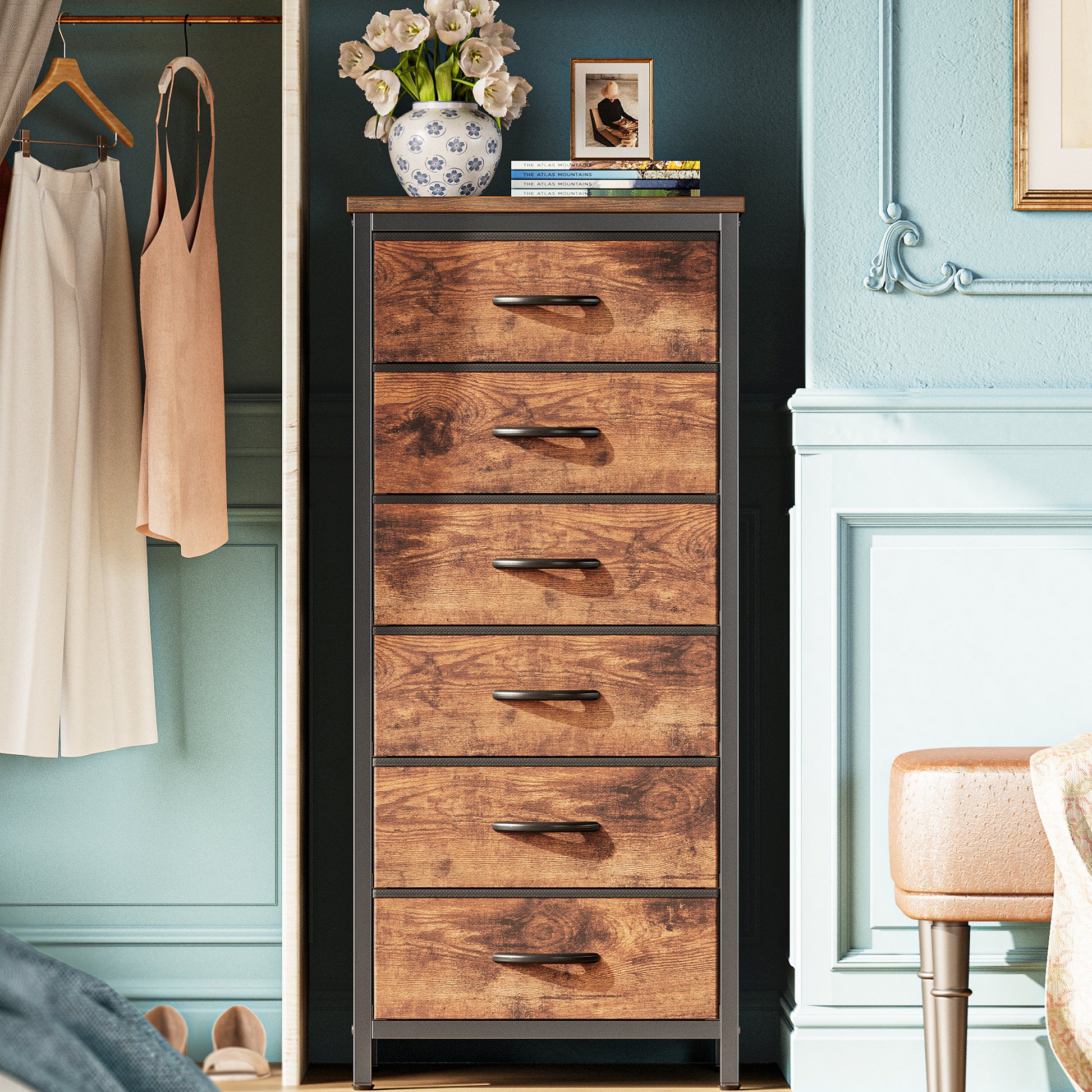 Huuger 6 Drawer Dresser for Bedroom, Tall Dresser & Chests of Drawers, Huuger 6 Drawer Dresser for Bedroom, Tall Dresser & Chests of Drawers,