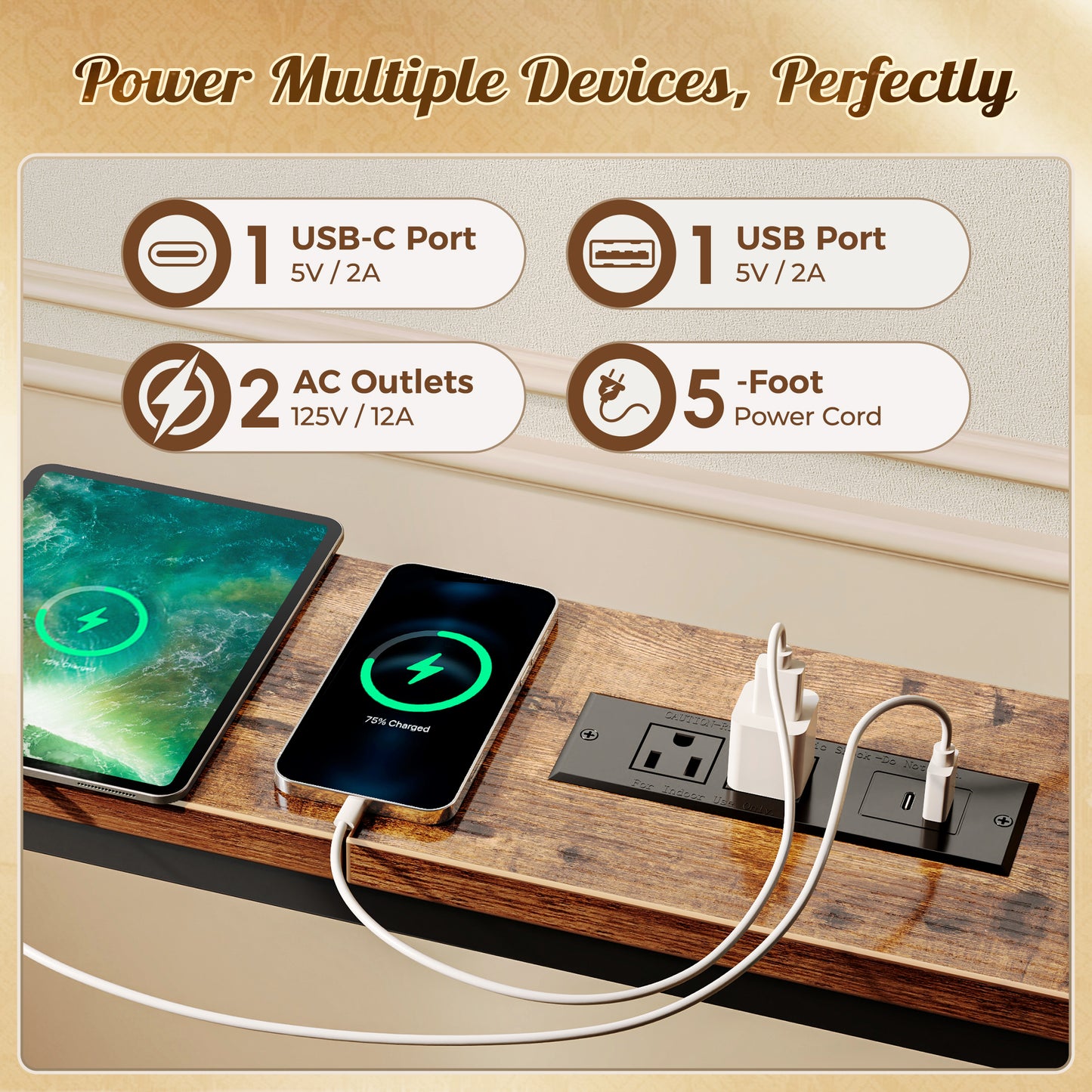 Huuger 157.5 Inch Sofa Table with Power Outlets and USB-C Ports, 5.9 Inch Narrow Entryway Table, Behind Couch Table with Storage, Extra-Long Console Table, Living Room, Rusitc Brown