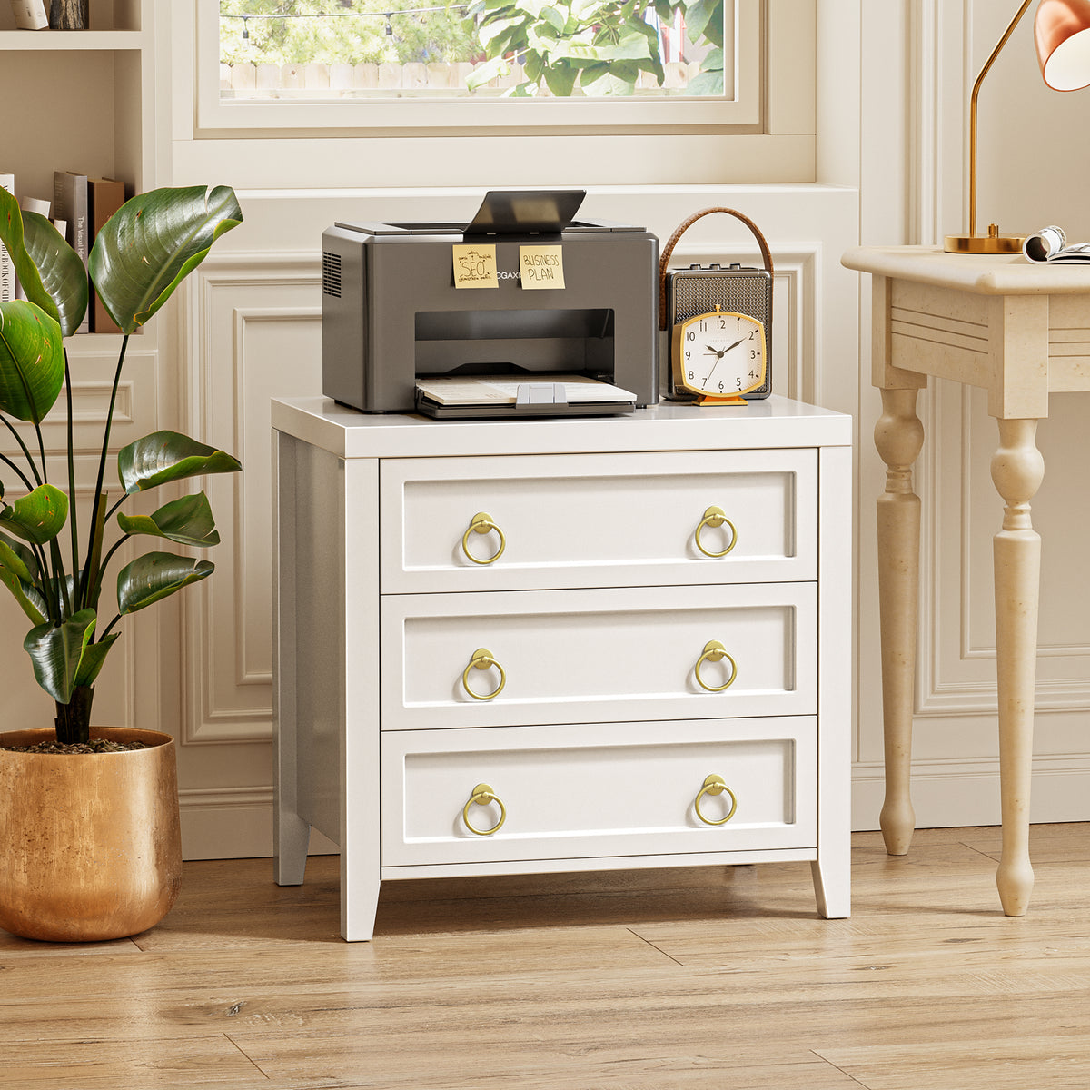 Huuger Paint Night Stand with Charger Station, 3 Drawer Nightstand Set of 2 Larger Wider Bedside Table with USB-C Port, Modern End Table, for Bedroom, Living Room, White Nightstand