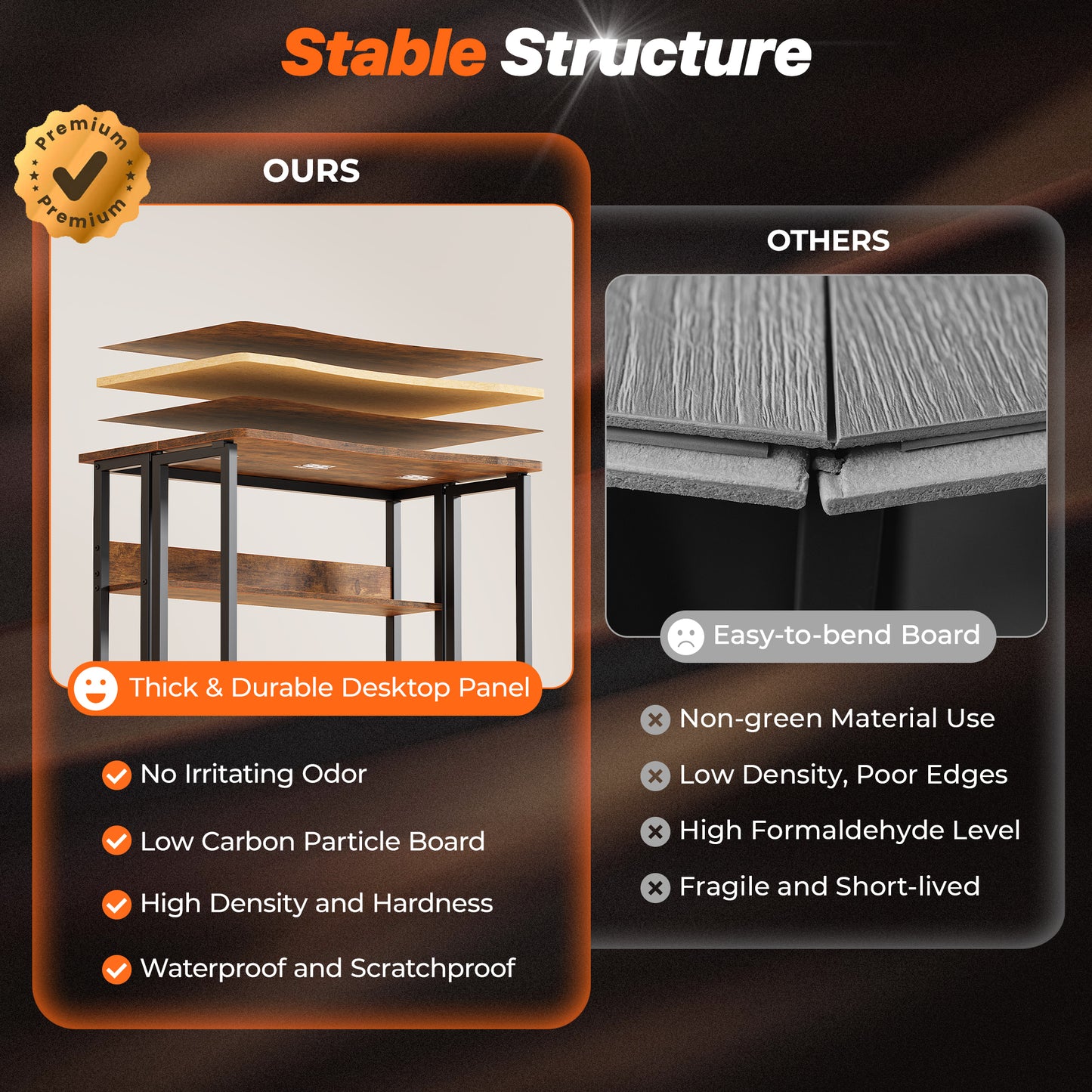 Huuger Folding Desk with Storage Shelf, 31.5 Inch Foldable Computer Table for Small Spaces, Space Saving Sofa Table for Couch, Writing Work Office Computer Desk, Easy to Fold, Rustic Brown