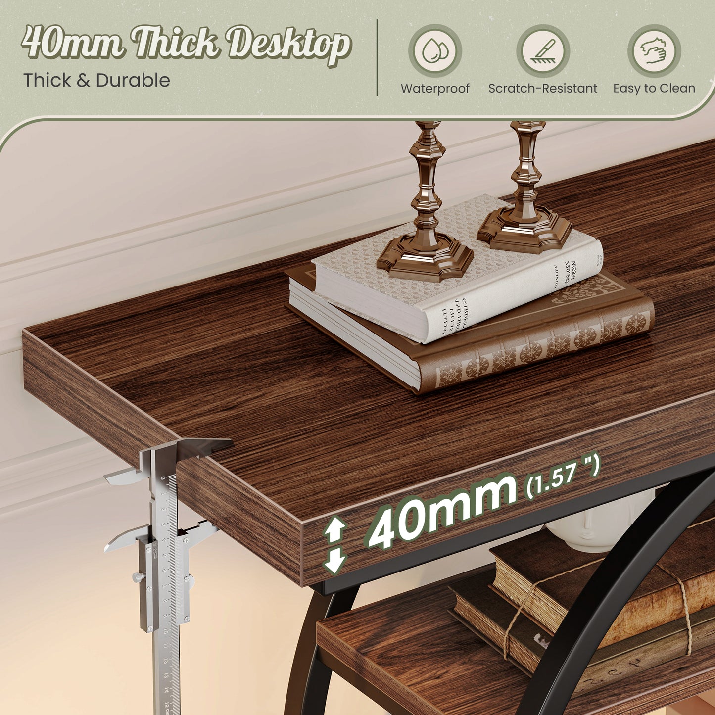 Huuger 41.3 Inch Entryway Table, Modern Console Sofa Table, Accent Table with Shelves, for Entry, Hallway, Entrance, Foyer, O-Shaped Metal Frame