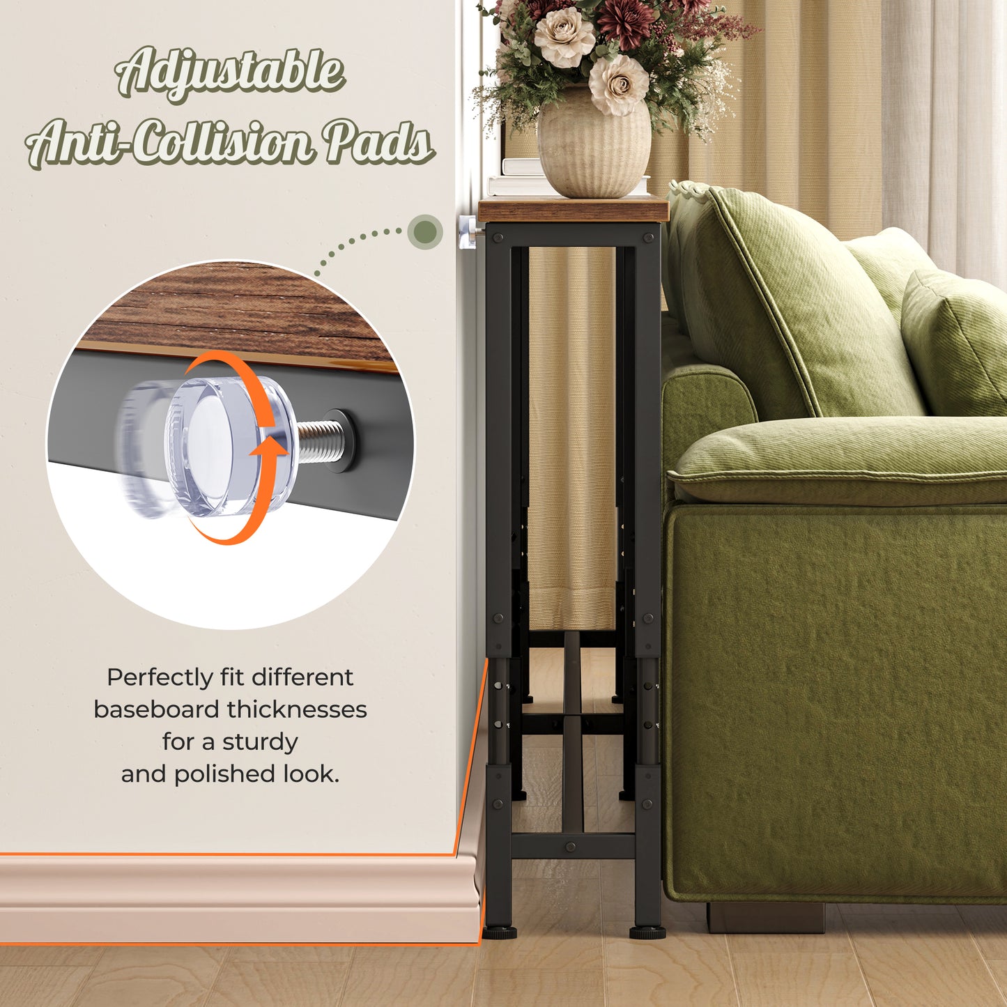 Huuger 102.4 Inch Sofa Table with Power Outlets, 23.9’’-34.4’’ Height Adjustable Range, Behind Couch Table with USB-C Ports, Sofa Tables Narrow Long, Skinny Console Table, Small Spaces