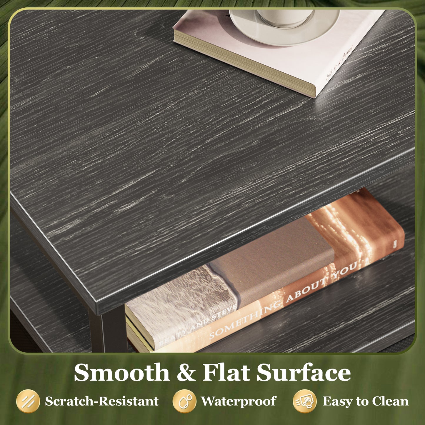 Huuger Night Stand Set of 2, Nightstand with 2 Drawers, Bed Side Table with Open Shelf, Wooden Top, End Table, Fabric Drawer with Oak Wooden Print Surface, for Bedroom