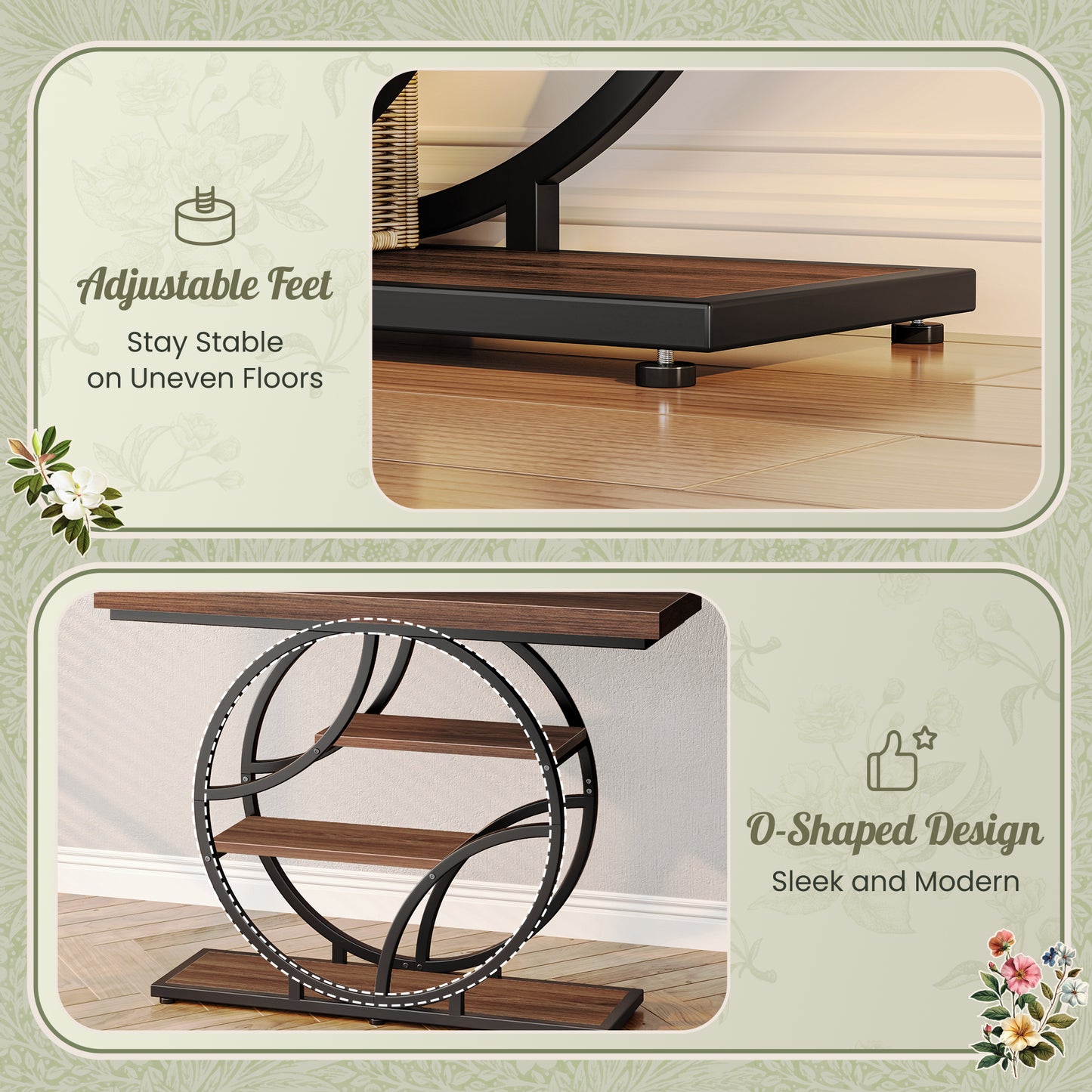 Huuger 41.3 Inch Entryway Table, Modern Console Sofa Table, Accent Table with Shelves, for Entry, Hallway, Entrance, Foyer, O-Shaped Metal Frame
