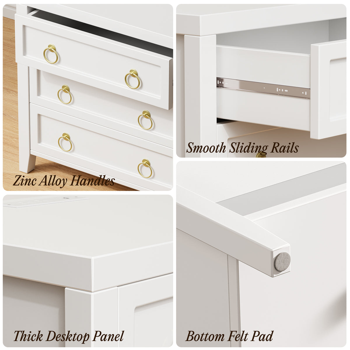 Huuger Paint Night Stand with Charger Station, 3 Drawer Nightstand Set of 2 Larger Wider Bedside Table with USB-C Port, Modern End Table, for Bedroom, Living Room, White Nightstand