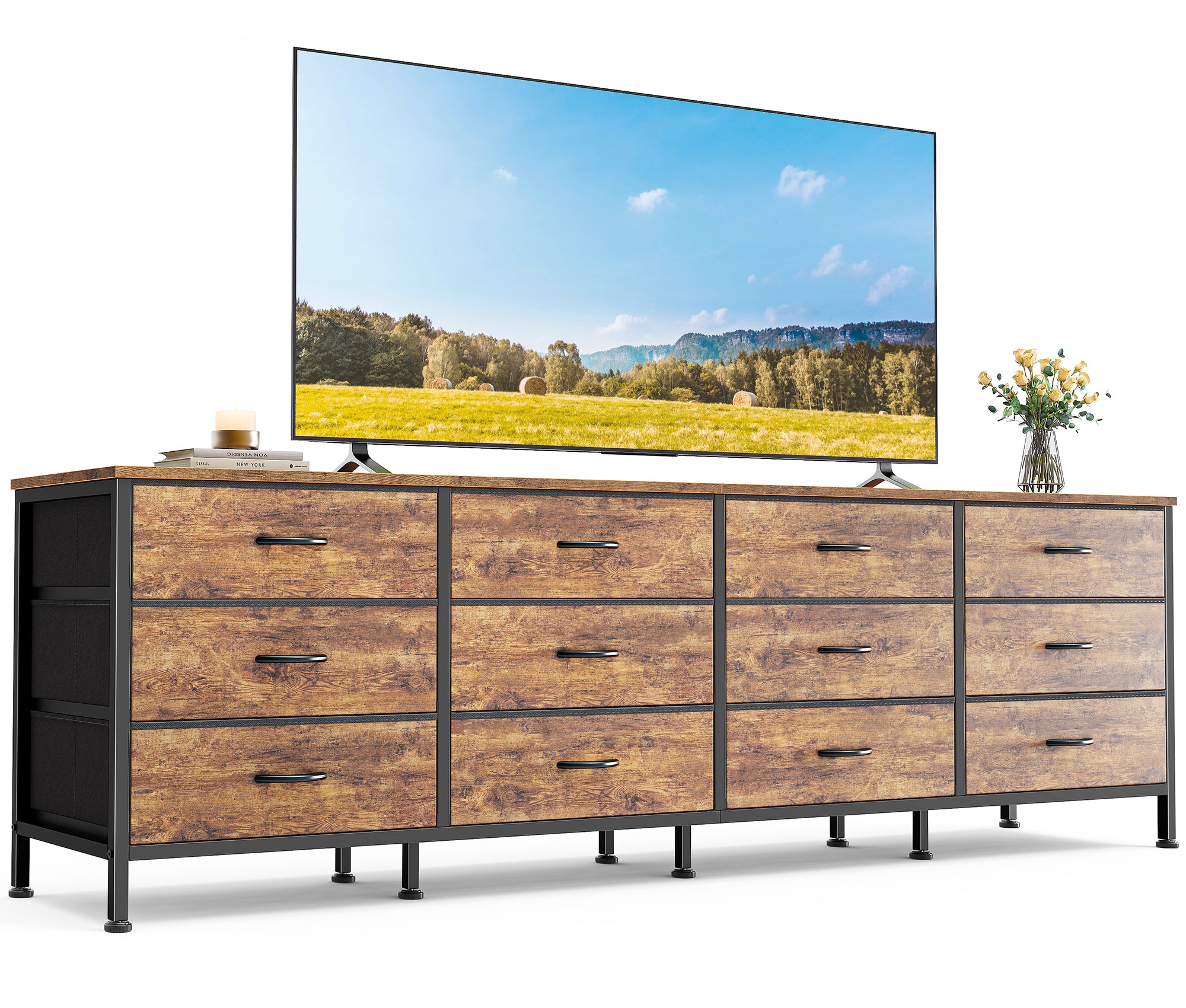 Huuger 70 Inch Dresser for Bedroom, TV Stand for 65, 75, 80 Inch TV, 1