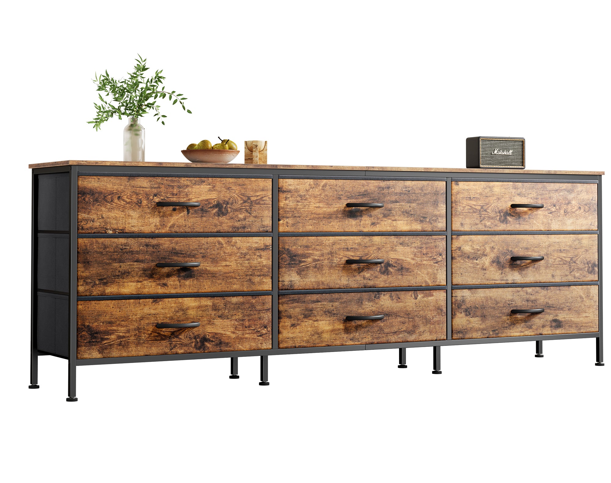 Huuger 9 Drawer Dresser, 63 Inch Dresser TV Stand for 55, 65, 70 Inch