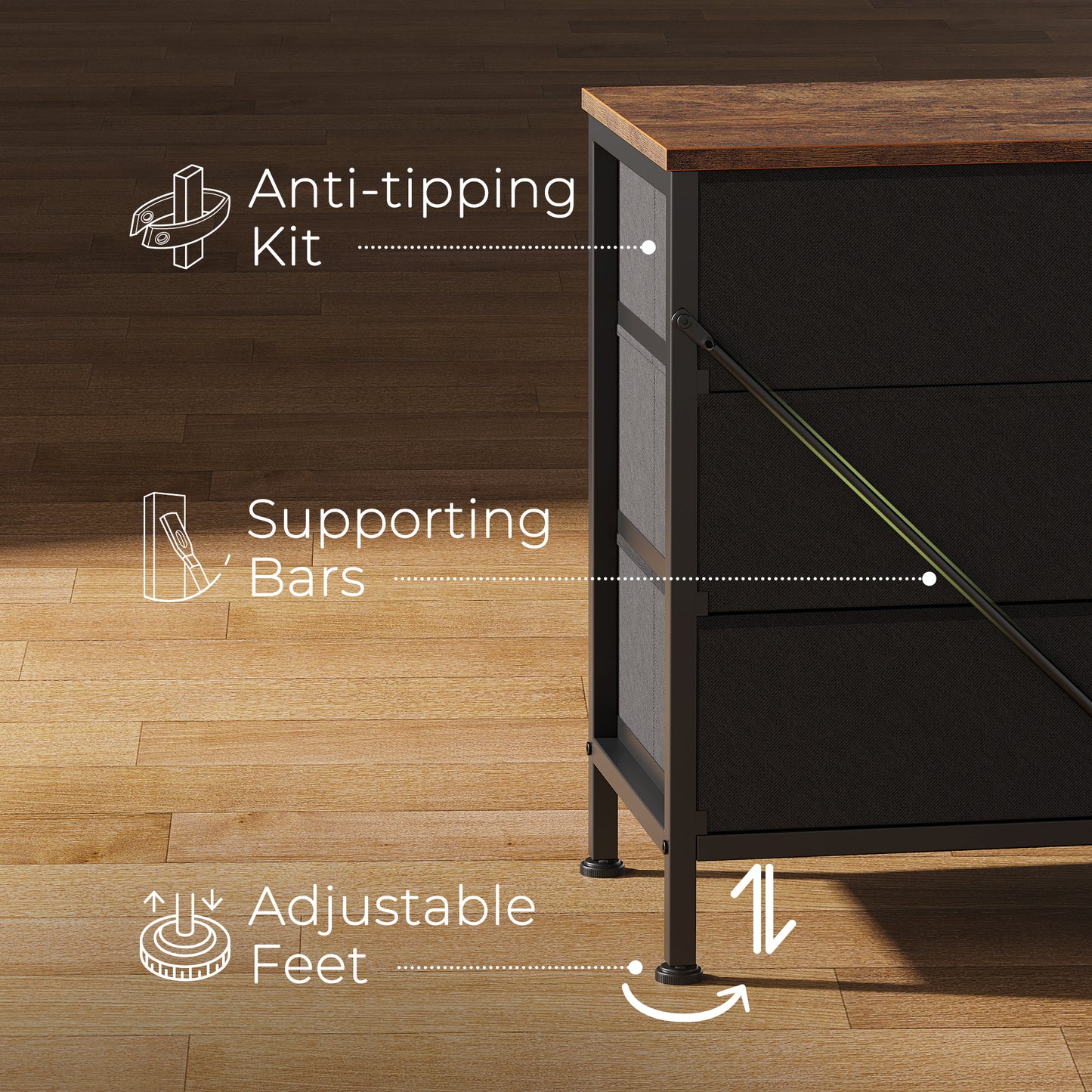 Huuger 70 Inch Dresser for Bedroom, TV Stand for 65, 75, 80 Inch TV, 12 Fabric Drawer Long Dresser, Large Entertainment Center for Bedroom, Wide Chest of Drawer with Storage