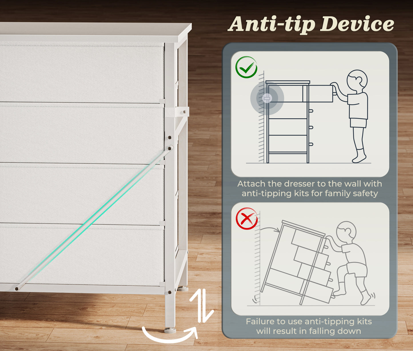 Huuger 63 Inch Long Dresser for Bedroom, TV Stand for 65, 70 Inch TV, 12 Drawer Dresser for Closet, Chest of Drawers, Large Fabric Drawers for Living Room, Media Console with Storage, White